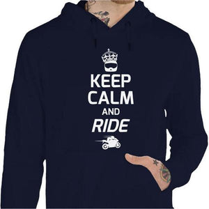 Sweat Moto - Keep Calm and Ride - Couleur Marine - Taille S