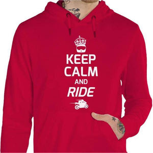Sweat Moto - Keep Calm and Ride - Couleur Rouge Vif - Taille S