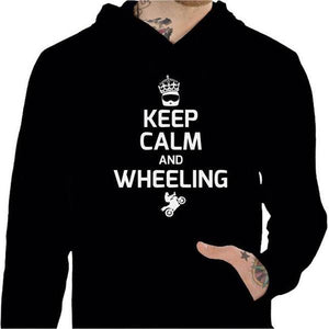 Sweat Moto - Keep Calm and Wheeling - Couleur Noir - Taille S