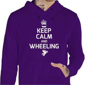Sweat Moto - Keep Calm and Wheeling - Couleur Violet - Taille S