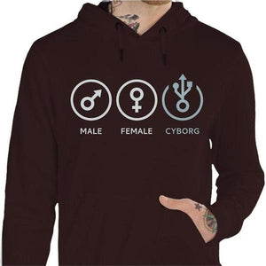 Sweat geek - Cyborg - Couleur Chocolat - Taille S