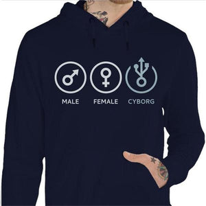 Sweat geek - Cyborg - Couleur Marine - Taille S