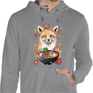 Sweat geek - Fox Leaves and Ramen - Couleur Gris Chine - Taille S