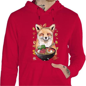 Sweat geek - Fox Leaves and Ramen - Couleur Rouge Vif - Taille S