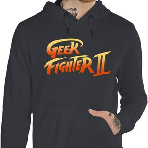 Sweat geek - Geek Fighter II - Couleur Gris Foncé - Taille S
