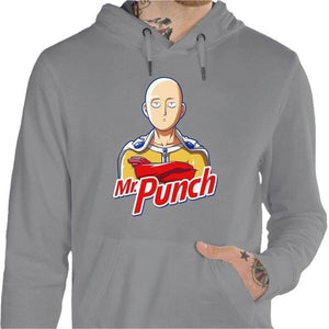 Sweat geek - Mr Punch - One punch Man - Couleur Gris Chine - Taille S