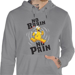 Sweat geek - No Brain No Pain - Couleur Gris Chine - Taille S