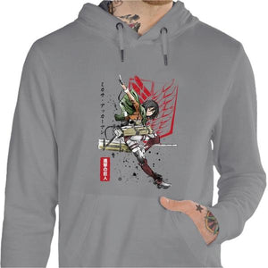 Sweat geek - Soldat Mikasa - Couleur Gris Chine - Taille S