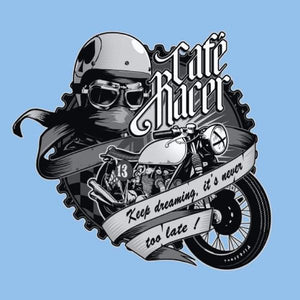 T SHIRT MOTO - Café Racer - Couleur Ciel