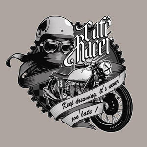 T SHIRT MOTO - Café Racer - Couleur Gris Clair