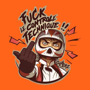 T SHIRT MOTO - Fuck le Contrôle Technique - Couleur Orange