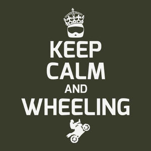 T SHIRT MOTO - Keep Calm and Wheeling - Couleur Army