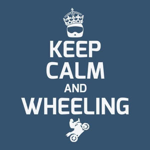 T SHIRT MOTO - Keep Calm and Wheeling - Couleur Bleu Gris