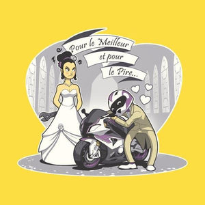 T SHIRT MOTO - Le mariage du Motard - Couleur Jaune