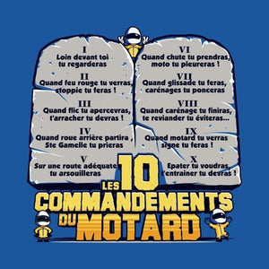 T SHIRT MOTO - Les 10 commandements - Couleur Bleu Royal