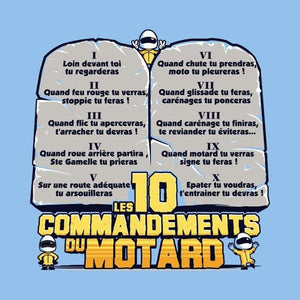 T SHIRT MOTO - Les 10 commandements - Couleur Ciel