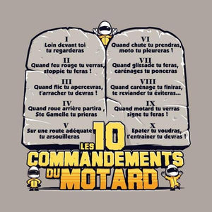 T SHIRT MOTO - Les 10 commandements - Couleur Gris Clair