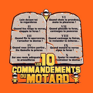 T SHIRT MOTO - Les 10 commandements - Couleur Orange