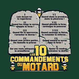 T SHIRT MOTO - Les 10 commandements - Couleur Vert Bouteille