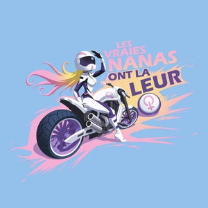 T SHIRT MOTO - Les Vraies Nanas - Couleur Ciel