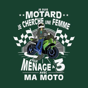 T SHIRT MOTO - Polygame pour Homme - Couleur Vert Bouteille
