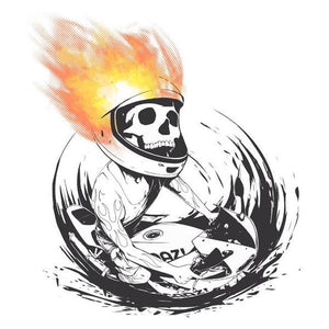 T SHIRT MOTO - Skull Fire - Couleur Blanc