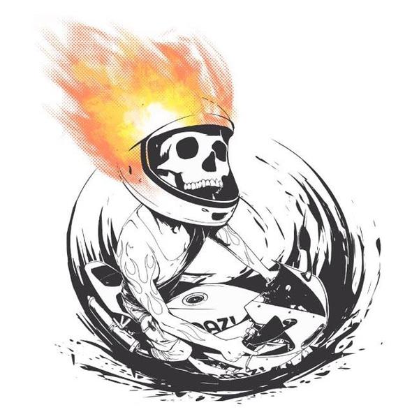 T SHIRT MOTO - Skull Fire