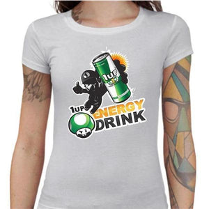 T-shirt Geekette - 1up Energy Drink - Couleur Blanc - Taille S