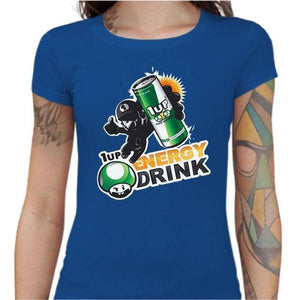 T-shirt Geekette - 1up Energy Drink - Couleur Bleu Royal - Taille S
