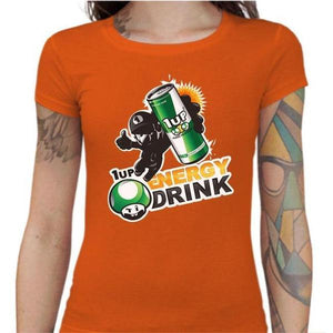 T-shirt Geekette - 1up Energy Drink - Couleur Orange - Taille S