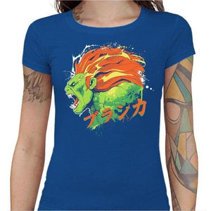 T-shirt Geekette - Blanka Street Fighter - Couleur Bleu Royal - Taille S