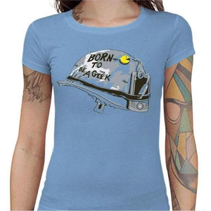 T-shirt Geekette - Born to be a Geek - Couleur Ciel - Taille S