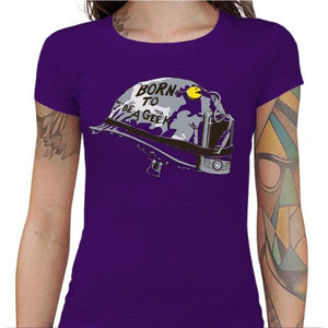 T-shirt Geekette - Born to be a larve ! - Couleur Violet - Taille S