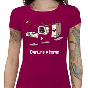 T-shirt Geekette - Capture d'écran - Couleur Fuchsia - Taille S
