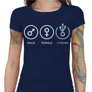 T-shirt Geekette - Cyborg - Couleur Bleu Nuit - Taille S