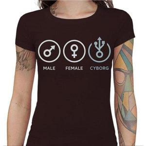 T-shirt Geekette - Cyborg - Couleur Chocolat - Taille S