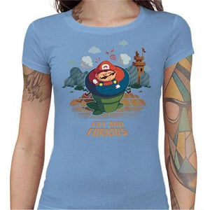 T-shirt Geekette - Fat and Furious - Couleur Ciel - Taille S