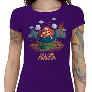 T-shirt Geekette - Fat and Furious - Couleur Violet - Taille S