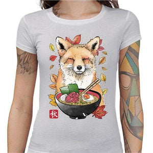 T-shirt Geekette - Fox Leaves and Ramen - Couleur Blanc - Taille S