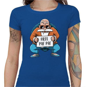 T-shirt Geekette - Free Paf Paf Tortue Géniale - Couleur Bleu Royal - Taille S