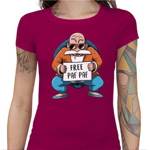 T-shirt Geekette - Free Paf Paf Tortue Géniale - Couleur Fuchsia - Taille S
