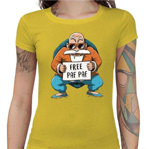 T-shirt Geekette - Free Paf Paf Tortue Géniale - Couleur Jaune - Taille S
