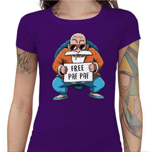 T-shirt Geekette - Free Paf Paf Tortue Géniale - Couleur Violet - Taille S