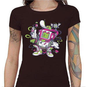 T-shirt Geekette - Game Boy Old School - Couleur Chocolat - Taille S