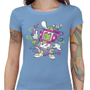 T-shirt Geekette - Game Boy Old School - Couleur Ciel - Taille S