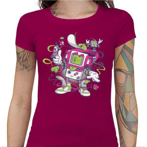 T-shirt Geekette - Game Boy Old School - Couleur Fuchsia - Taille S