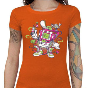 T-shirt Geekette - Game Boy Old School - Couleur Orange - Taille S