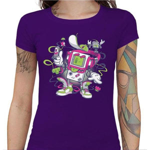 T-shirt Geekette - Game Boy Old School - Couleur Violet - Taille S