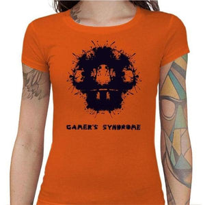 T-shirt Geekette - Gamer's syndrom - Couleur Orange - Taille S