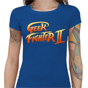 T-shirt Geekette - Geek Fighter II - Couleur Bleu Royal - Taille S